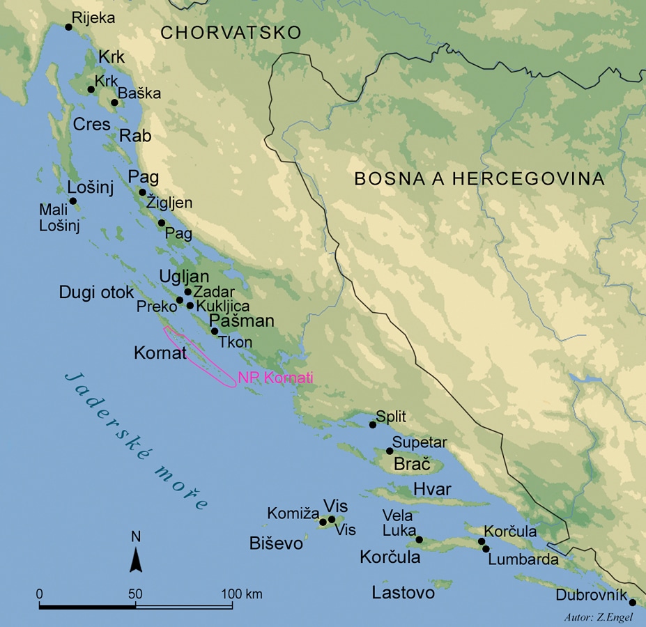Chorvatské ostrovy - mapa