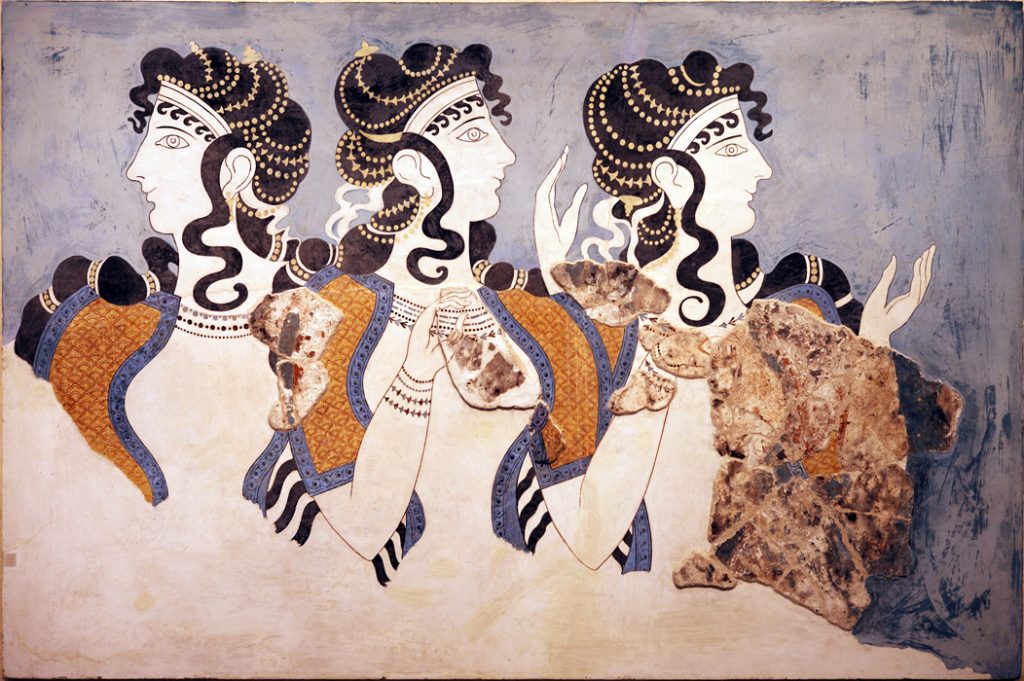 Archeologické muzeum v Iráklionu - zbytky fresky známé jako Dámy v modré