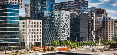 Oslo - skupina výškových budov v moderní čtvrti Barcode