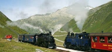 Lokomotivy na železnici Furka ve Švýcarsku