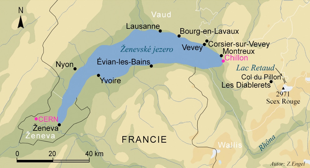 Ženevské jezero - mapa