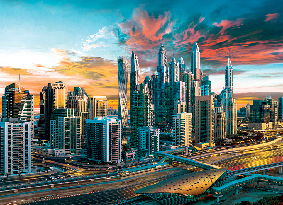 Dubajské mrakodrapy - pohled na downtown
