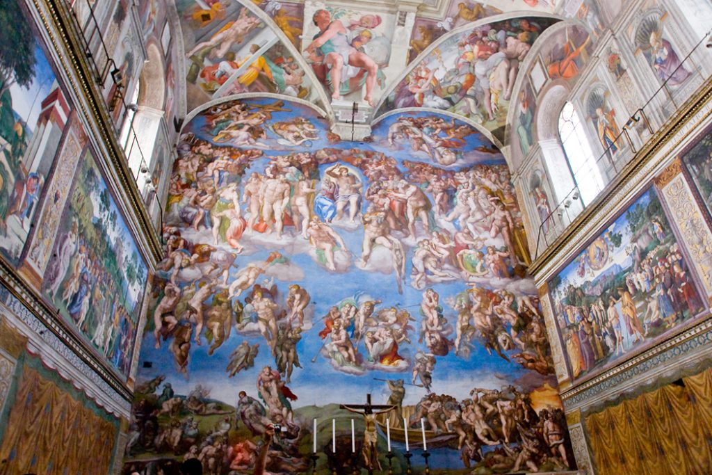 Sixtinská kaple - Michelangelo, freska Posledního soudu