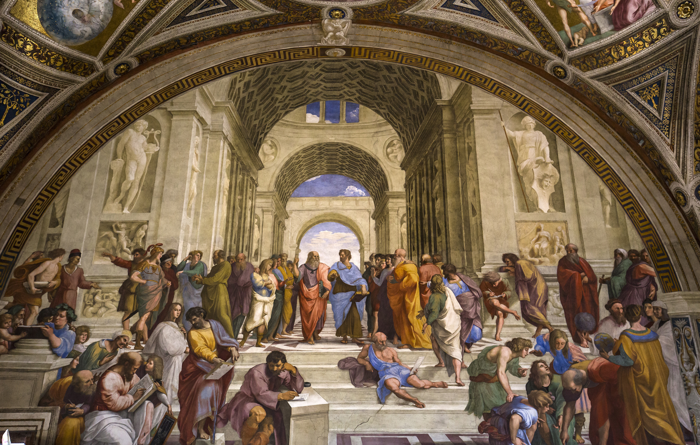 vVtikánské sbírky - Raffaelo, freska Athénská škola na stěně sálu Podpisu