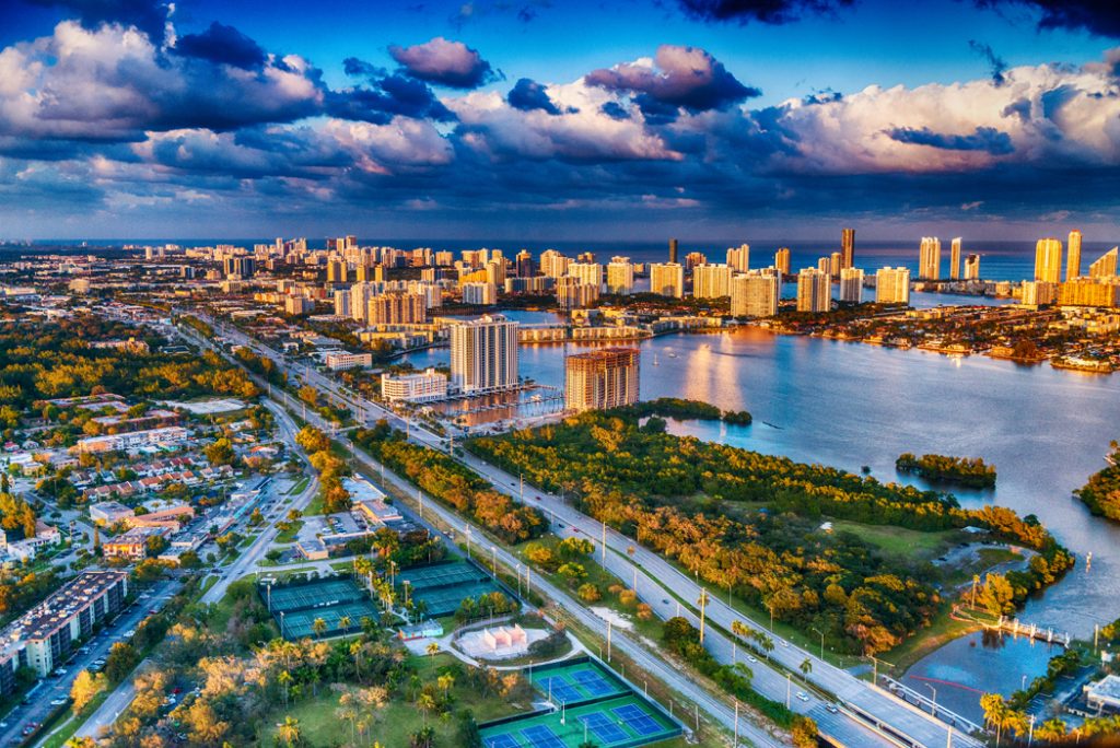 Letecký pohled na Miami Beach