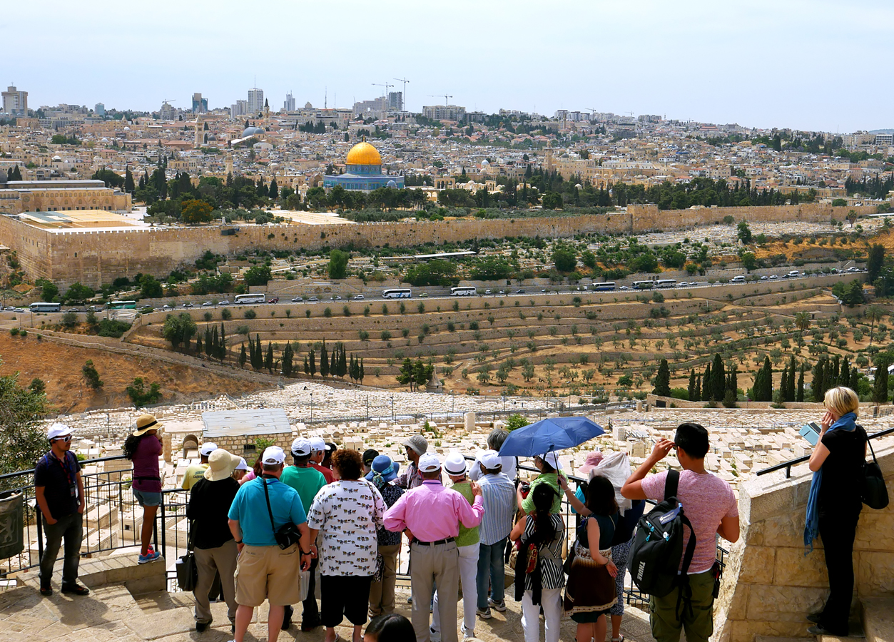 Jeruzalém - pohled na Chrámovou horu z Olivetské hory