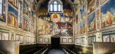 Padova - freska s námětem Posledního soudu na západní stěně kaple
