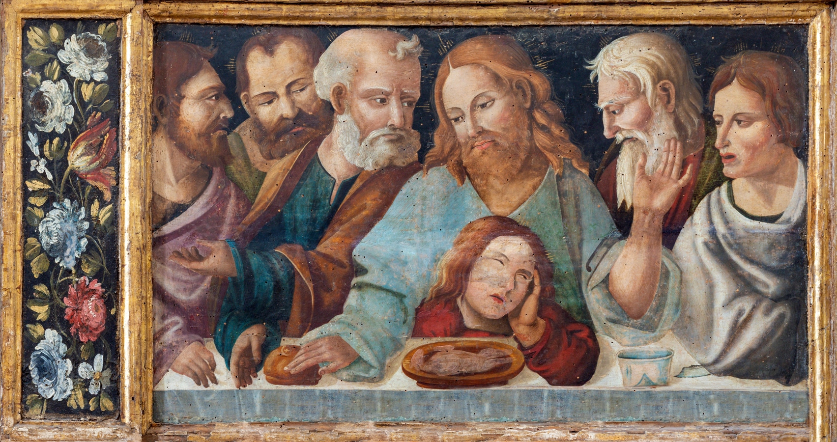 Matera - predela hlavního oltáře kostela San Pietro s ýjevem z Poslední večeře
