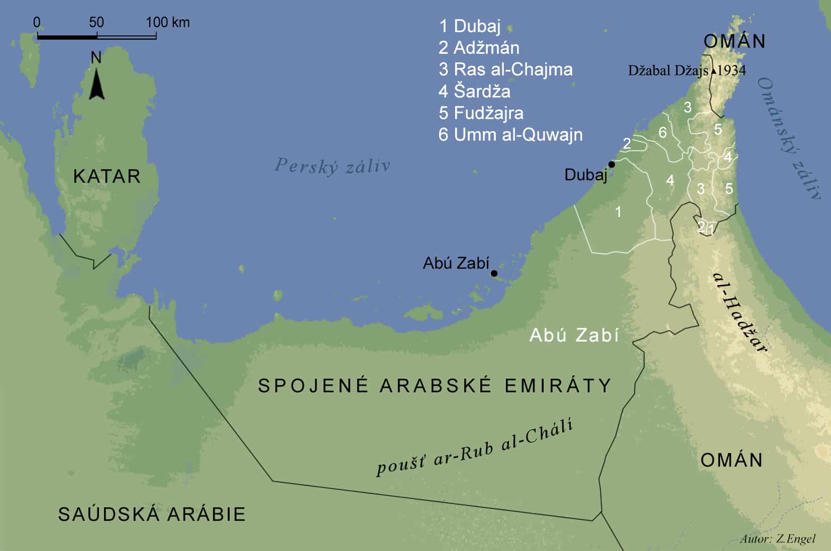 Spojené arabské emiráty - mapa