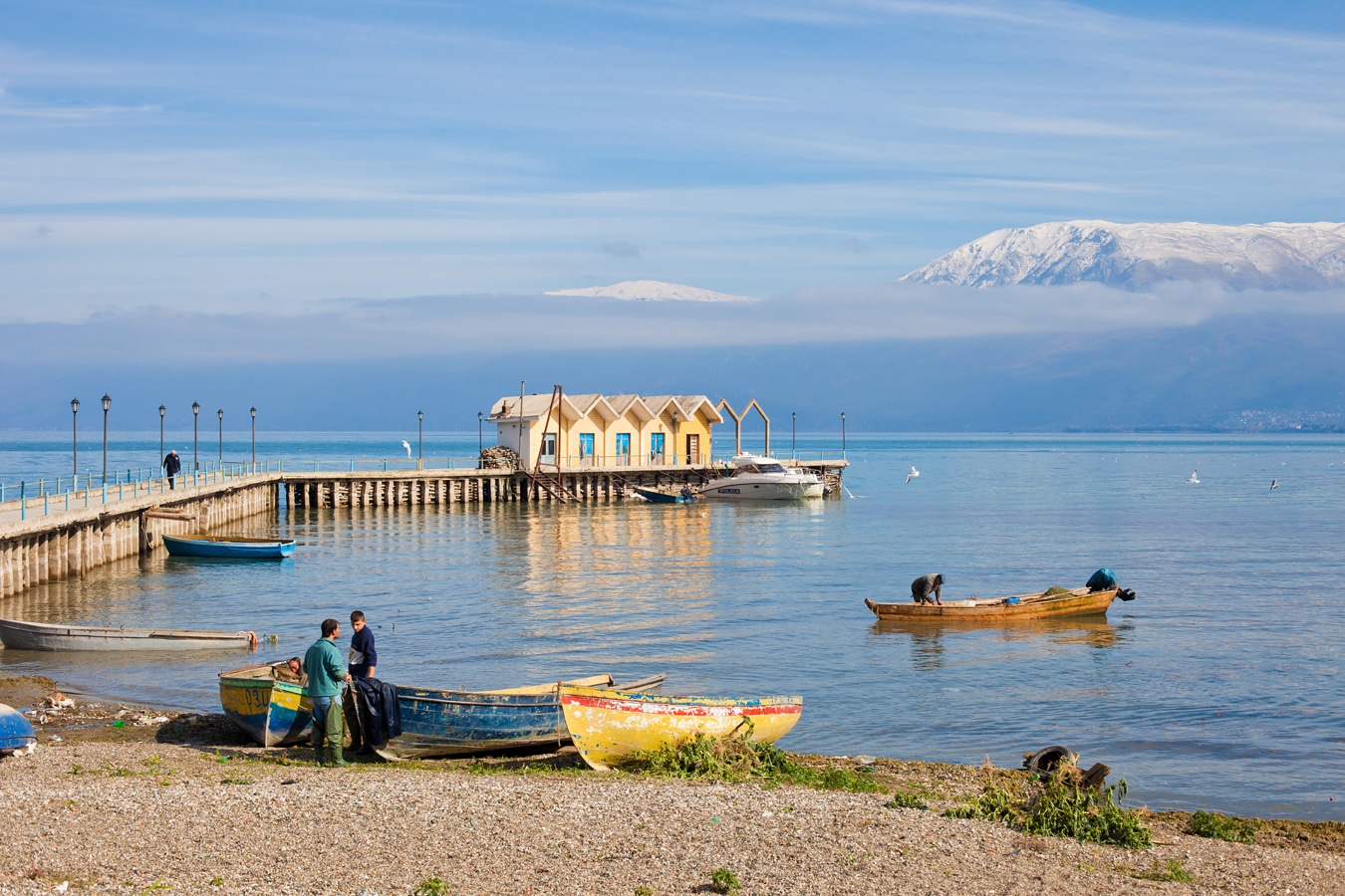 Východní Albánie - rybáři u Ochridského jezera