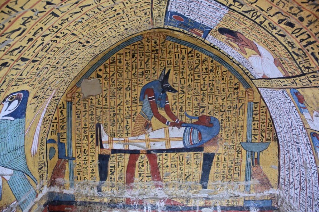 Théby (Veset) - výmalba hrobky dělníka Amenakhta z doby krále Ramesse II.