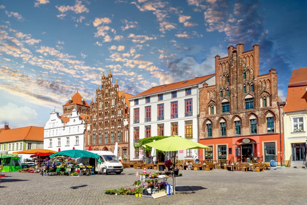 Marktplatz (Tržní náměstí) v hanzovním Greifswaldu